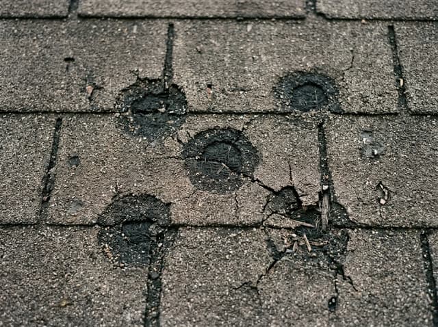 A close look at hail damage on a single shingle